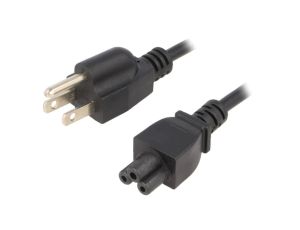 Kabel IEC C5 żeński NEMA 5-15 (B) wtyk PVC 1,8m czarny 2,5A KAB-USA-M3-1.8-BK