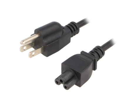 Kabel IEC C5 żeński NEMA 5-15 (B) wtyk PVC 1,8m czarny 2,5A KAB-USA-M3-1.8-BK