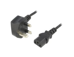 Kabel BS 1363 (G) wtyk IEC C13 żeński PVC 1,8m czarny 5A KAB-UK-P3-1.8-BK