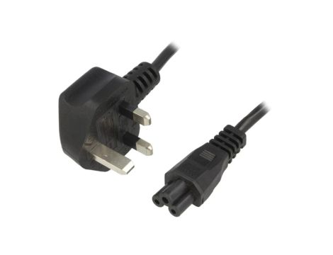 Kabel BS 1363 (G) wtyk IEC C5 żeński PVC 1,5m czarny 2,5A KAB-UK-M3-1.5-BK