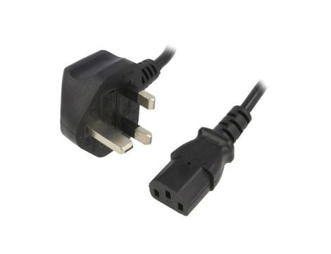 Kabel BS 1363 (G) wtyk IEC C13 żeński PVC 1,5m czarny 5A KAB-UK-P3-1.5-BK