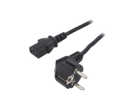 Kabel CEE 7/7 (E/F) wtyk kątowy IEC C13 żeński PVC 5m czarny KAB-EUL-P3-5.0-BK