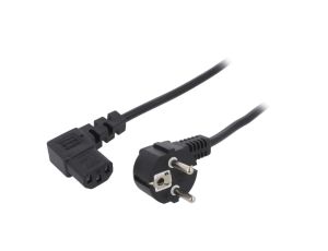 Kabel CEE 7/7 (E/F) wtyk kątowy IEC C13 żeński 90 PVC 3m KAB-EUL-P3L-3.0-BK