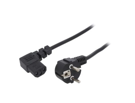 Kabel CEE 7/7 (E/F) wtyk kątowy IEC C13 żeński 90 PVC 3m KAB-EUL-P3L-3.0-BK