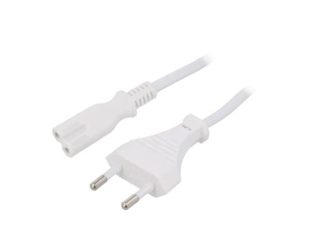 Kabel CEE 7/16 (C) wtyk IEC C7 żeński PVC 5m biały KAB-EU-T2-5.0-WH
