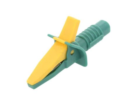 Zacisk krokodylkowy 10A żółto-zielony FCR7925