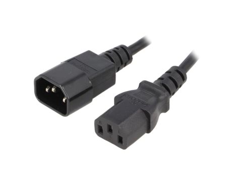 Kabel IEC C13 żeński IEC C14 męski PVC 1,8m czarny 3x0,75mm2 KAB-C13-C14-1.8-BK