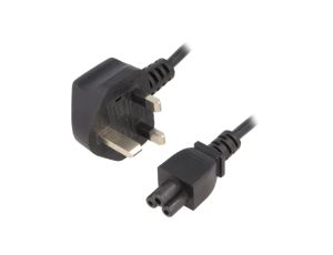 Kabel BS 1363 (G) wtyk IEC C5 żeński PVC 1,8m czarny 2,5A KAB-UK-M3-1.8-BK