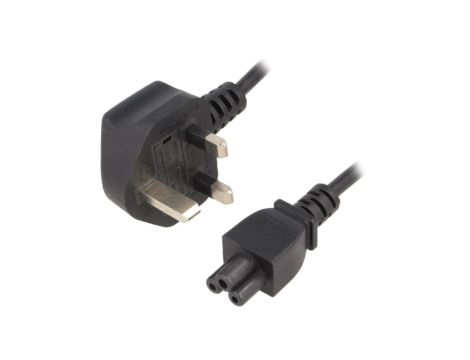 Kabel BS 1363 (G) wtyk IEC C5 żeński PVC 1,8m czarny 2,5A KAB-UK-M3-1.8-BK