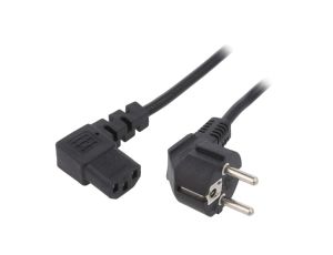 Kabel CEE 7/7 (E/F) wtyk kątowy IEC C13 żeński 90 PVC 5m KAB-EUL-P3L-5.0-BK