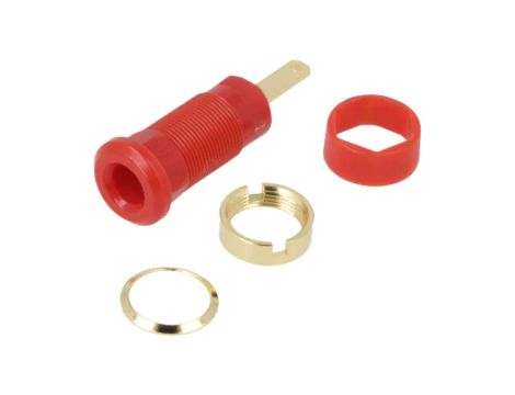 Gniazdo bananowe 2mm 10A 600VDC czerwony złocony FCR7360R