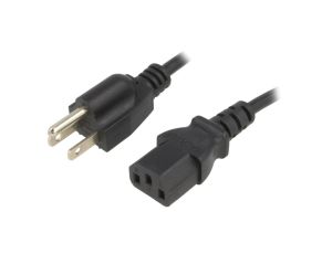 Kabel IEC C13 żeński NEMA 5-15 (B) wtyk PVC 1,8m czarny 10A KAB-USA-P3-1.8-BK