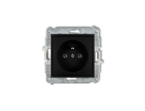 ICON Mechanizm gniazda pojedynczego z uziemieniem 2P+Z (bez przesłon torów prądowych) czarny mat 12IGP-1z