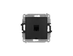 ICON Mechanizm gniazda komputerowego pojedynczego 1xRJ45, kat. 6, 8-stykowy, bez pola opisowego czarny mat 12IGKBO-3