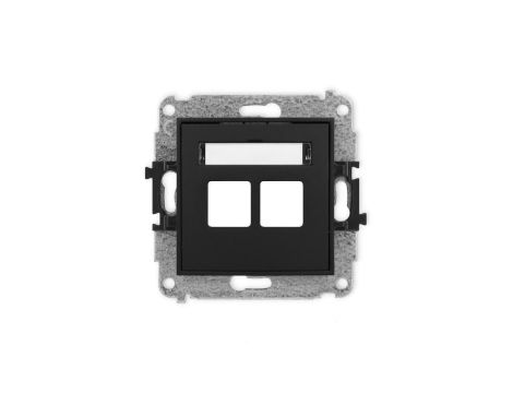 ICON Mechanizm gniazda multimedialnego podwójnego bez modułu (standard Keystone) czarny mat 12IGM-2P