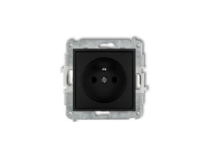 ICON Mechanizm gniazda pojedynczego z uziemieniem 2P+Z (przesłony torów prądowych) czarny mat 12IGP-1zp