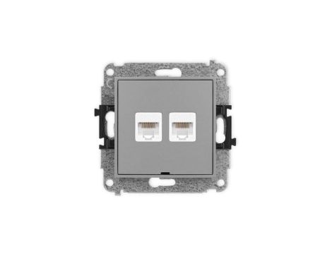 ICON Mechanizm gniazda komputerowego podwójnego 2xRJ45, kat. 5e, 8-stykowy, bez pola opisowego szary mat 27IGKBO-2