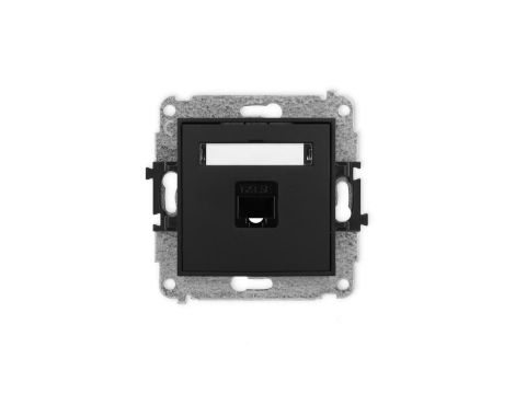 ICON Mechanizm gniazda komputerowego pojedynczego 1xRJ45, kat. 5e, 8-stykowy czarny mat 12IGK-1