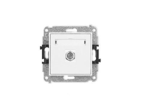 ICON Mechanizm gniazda antenowego pojedynczego typu F (SAT) niklowany biały mat 25IGF-1