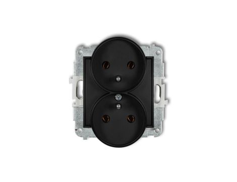 ICON Mechanizm gniazda podwójnego do ramki z uziemieniem 2x(2P+Z) (bez przesłon torów prądowych) czarny mat 12IGPR-2z