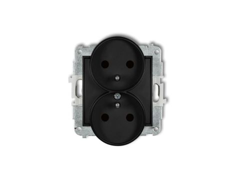 ICON Mechanizm gniazda podwójnego do ramki z uziemieniem 2x(2P+Z) (przesłony torów prądowych) czarny mat 12IGPR-2zp