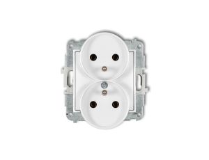 ICON Mechanizm gniazda podwójnego do ramki z uziemieniem 2x(2P+Z) (bez przesłon torów prądowych) biały mat 25IGPR-2z