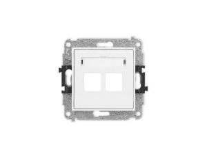 ICON Mechanizm gniazda multimedialnego podwójnego bez modułu (standard Keystone) biały mat 25IGM-2P