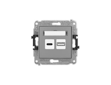 ICON Mechanizm ładowarki USB podwójnej USB C + USB A, 20W max. szary mat 27ICUSB-8