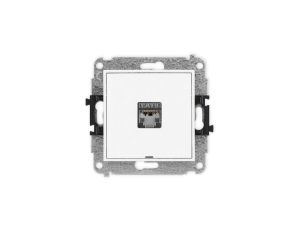 ICON Mechanizm gniazda komputerowego pojedynczego 1xRJ45, kat. 6, ekranowane, 8-stykowy, bez pola opisowego biały mat 25IGKBO-5