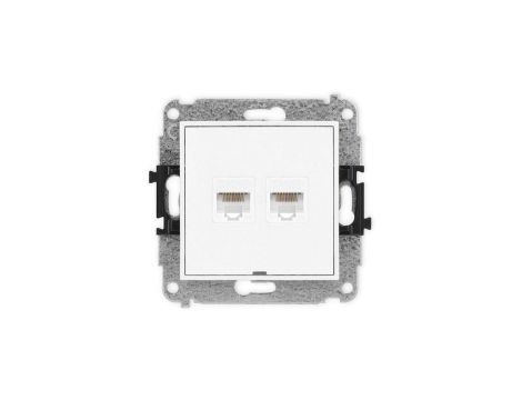 ICON Mechanizm gniazda komputerowego podwójnego 2xRJ45, kat. 5e, 8-stykowy, bez pola opisowego biały IGKBO-2