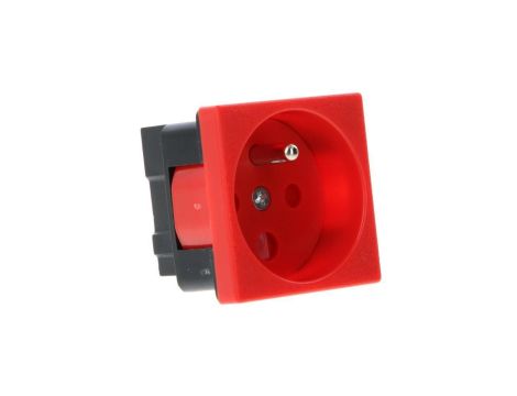 Gniazdo elektryczne 45x45 z kluczem, czerwone - 2P+Z PZ01