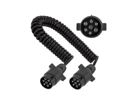 Przewód spiralny QLY-s kabel do przyczepy zakończony zalewanymi wtykami 7-pin 12V 3m