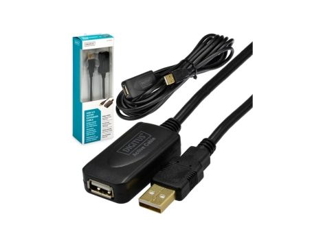 DIGITUS Kabel przedłużacz aktywny USB 2.0 A (wtyk / gniazdo) czarny 5m ze wzmacniaczem