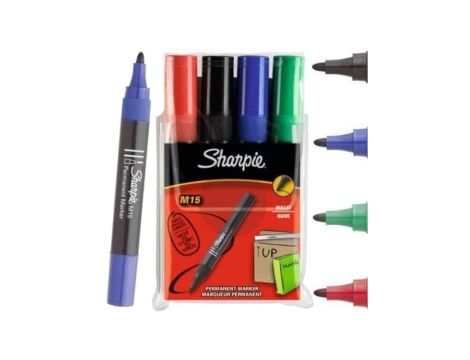 Zestaw markerów permanentych 4x kolory końcówka Bullet 2.0mm Sharpie M15