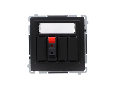 Simon Basic Gniazdo głośnikowe 1-krotne z polem opis. (moduł) Przekrój przew.dla wejścia i wyjścia 2,5 mm2 czarny BMGL31.01/49