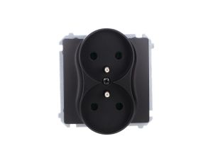 Simon Basic Gniazdo wtyczkowe podwójne z uziemieniem (moduł),16A, 250V, zaciski śrubowe czarny BMGZ2M.01/49
