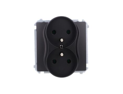 Simon Basic Gniazdo wtyczkowe podwójne z uziemieniem (moduł),16A, 250V, zaciski śrubowe czarny BMGZ2M.01/49