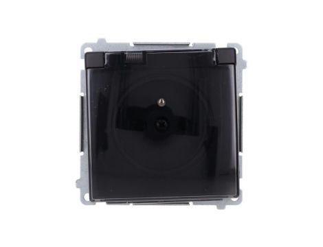 Simon Basic Gniazdo wtyczkowe z uziemieniem, IP44 (moduł) 16A, 250V, zaciski śrubowe klapka transp. czarny BMGZ1B.01/49A