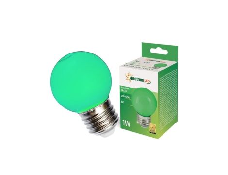 Żarówka LED E27 230V 1W kula zielona PC