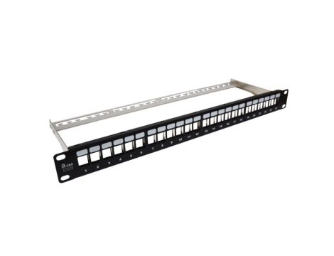 Patch panel 19 cali pusty, modularny 24 porty 1U z podporą niewyposażony PK020