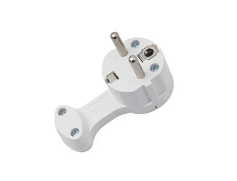 Wtyczka kątowa ultra płaska z uchwytem 16A z/u biała AEI-WKP-W