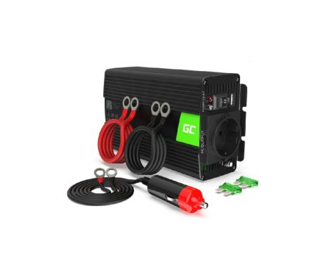 Przetwornica napięcia inwerter 12V - 230V 500W/1000W, czysta sinusoida (INV16) GREEN CELL