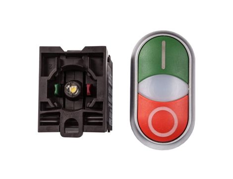 Przycisk sterowniczy 22mm podwójny czerwony/zielony z samopowrotem z podświetleniem 1Z 1R M22-DDL-GR-X1/X0/K11/230-W 216509