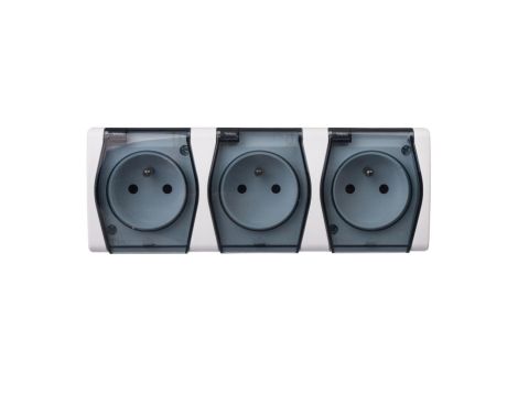 Hermes2 Gniazdo hermetyczne potrójne z/u 16A IP44 białe 1023-01