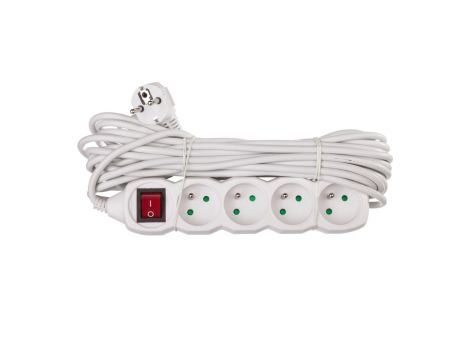 Przedłużacz z wyłącznikiem 4-gniazda z/u 10m /H05VV-F 3G1/ biały P1410