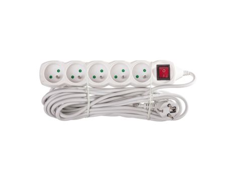 Przedłużacz z wyłącznikiem 5-gniazd z/u 7m /H05VV-F 3G1/ biały P1517