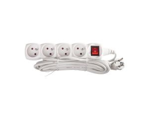 Przedłużacz z wyłącznikiem 4-gniazda z/u 5m /H05VV-F 3G1/ biały P1415