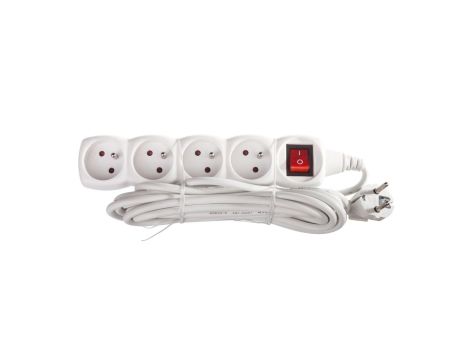 Przedłużacz z wyłącznikiem 4-gniazda z/u 5m /H05VV-F 3G1/ biały P1415