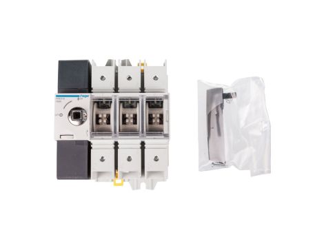 Rozłącznik izolacyjny 3P 160A z widoczną przewą HAE316