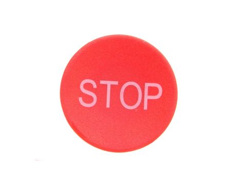 Soczewka przycisku 22mm płaska czerwona z symbolem STOP M22-XD-R-GB0 218194
